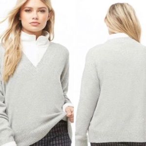 Cool Gray v-neck cozy sweater